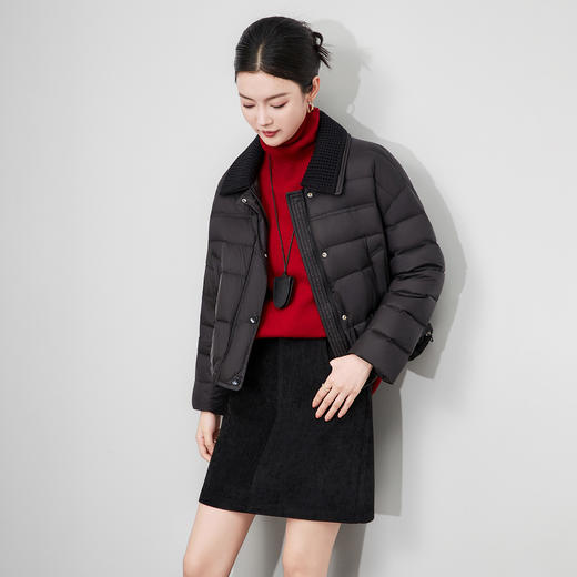 「高货wl」全新升级【铂金会员441/天猫599/差价158】(64550)洛诗琳撞料翻领90白鸭绒羽绒服2025冬季云朵泡芙保暖外套 商品图0