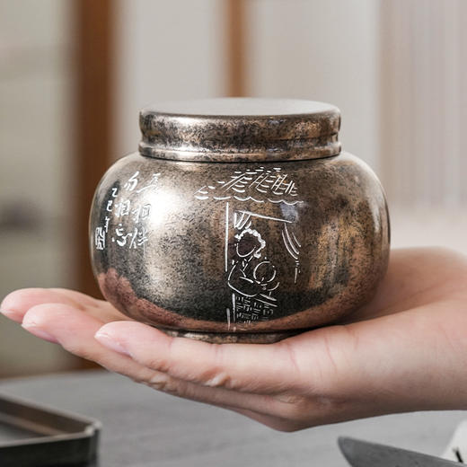 斑锡龙小号锡罐香伴茶仓复古纯锡茶叶罐密封储茶云南个旧手工锡器 商品图1