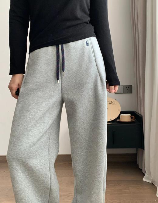 D110794小马刺绣拼色直筒微宽松加绒休闲运动裤 商品图8