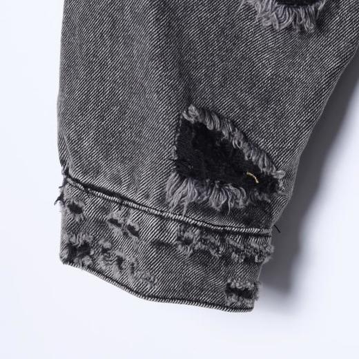 25101SDSA男士秋冬新款痞帅男装简约磨白磨破翻领纽扣夹克外套百搭时尚 商品图4