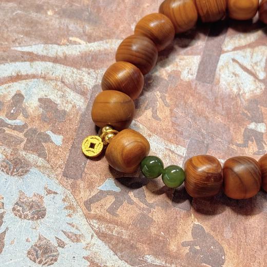 【崖柏铜钱老型珠手串】敦煌小众福泽崖柏铜钱佛珠文玩手串 商品图6