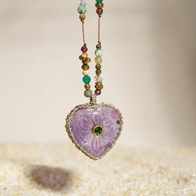 北京仓｜ROOM SERVICE-BLOSSOM-紫水晶 心形 吊坠 项链［法国设计师］