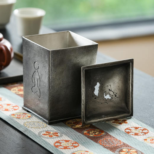 斑锡龙一合相建水茶洗纯锡仿古做旧水盂茶渣缸 商品图4