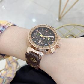 D110718新款女士石英石腕表时尚老花表带奢华手表女