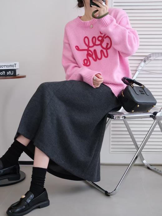 字母线条樱花粉显白温柔好心情毛衣 商品图7