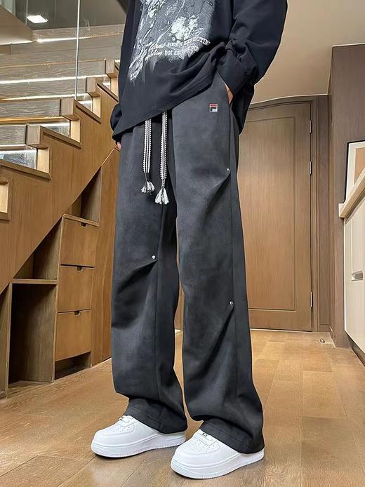 D110775加绒新款阔腿直筒脏脏裤情侣款卫裤 商品图2