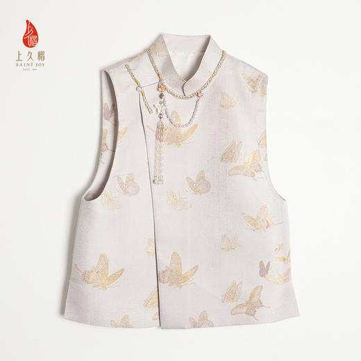 上久楷新中式中国风宋锦马甲高端女装晴春蝶戏图CY1045207011 商品图0