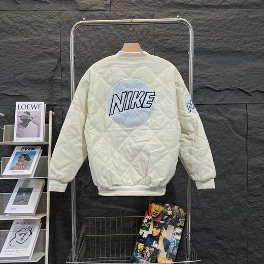 D110797复古菱格背后logo贴布绣棒球服棉服夹克外套 商品图3