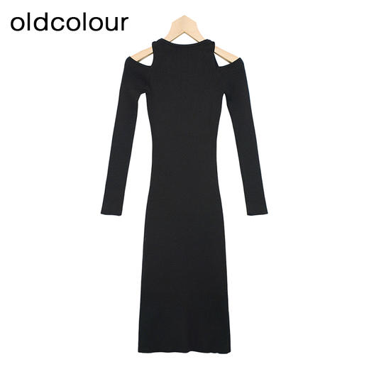 oldcolour针织连衣裙冬季新款修身简约气质打底长裙女O43103198 商品图1
