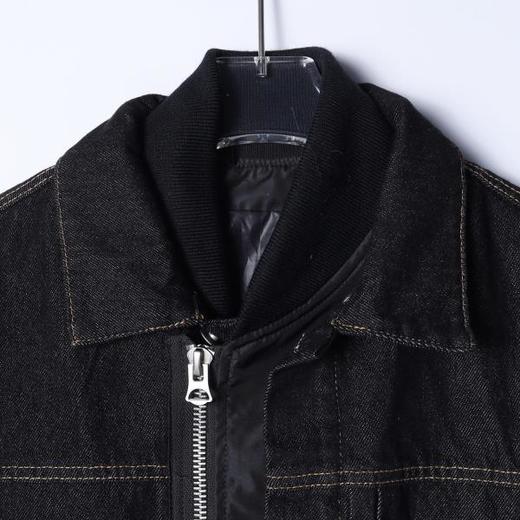 25102SDSA秋冬新款痞帅男装潮牌撞色拼接立领翻领拉链牛仔工装外套百搭 商品图2