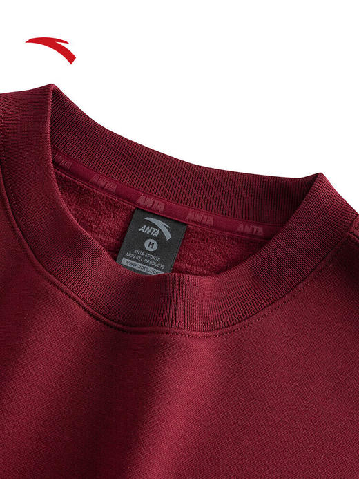 安踏落肩运动卫衣女冬季新款宽松圆领加绒休闲长袖上衣162548704N 安可拉红-3 商品图5