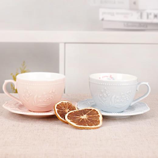 罗莱礼品-铃兰浮雕咖啡杯双杯碟礼盒 商品图0