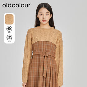 oldcolour春季设计感小众长袖短款半截叠穿披肩针织衫女O13052099B