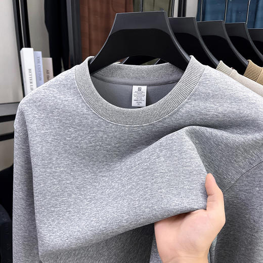 【秋新款简约宽松打底衫T恤上衣】男士长袖圆领纯色百搭休闲棉卫衣 商品图1