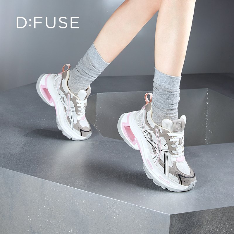 D:FUSE迪芙斯秋季新款厚底增高水钻老爹鞋休闲运动鞋DF43112381