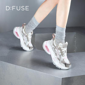 D:FUSE迪芙斯秋季新款厚底增高水钻老爹鞋休闲运动鞋DF43112381