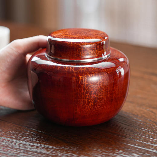 斑锡龙锡罐清茗茶仓大漆戗金纯锡中号密封茶叶罐储茶罐手工锡器 商品图1