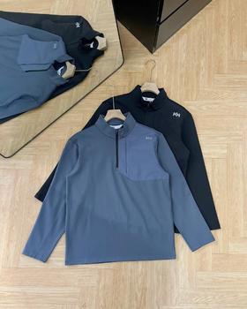 D110712男款运动舒适内里加绒保暖半拉链长袖T抓绒轻柔舒适半拉链套头衫