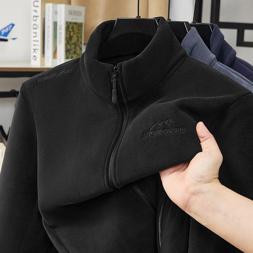 秋冬新款奥粒绒男士立领开衫加绒休闲卫衣外套加厚保暖摇粒绒夹克 商品图2