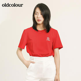 oldcolour欧珂纯棉纯色简约百搭气质短袖T恤女夏季M24021164