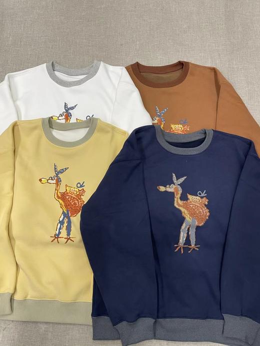 D110796日系25秋冬季新品火烈鸟拼接时尚加绒显瘦百搭卫衣 商品图1