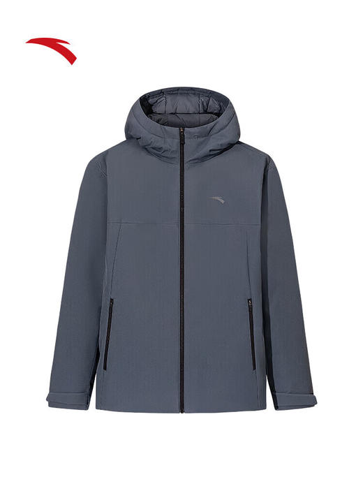 安踏（ANTA）短款羽绒服男冬季新款防泼书连帽保暖棉服运动外套152547933 男装灰-1 商品图0