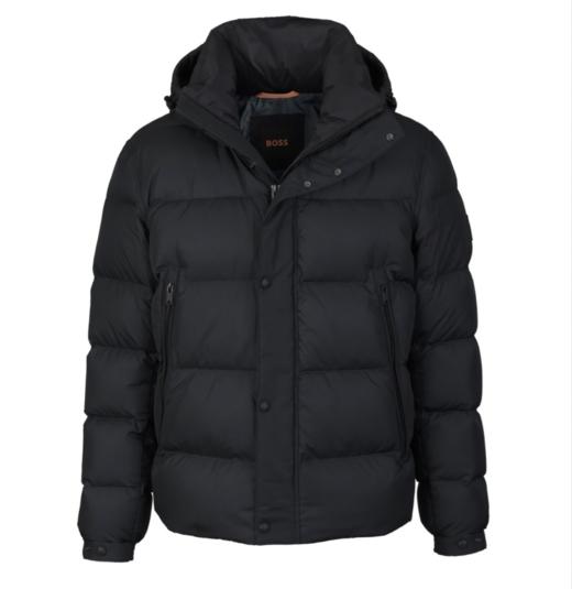 【超惠秒】BOSS 男士连帽徽标贴片绗缝抗寒保暖羽绒服外套12301 商品图0