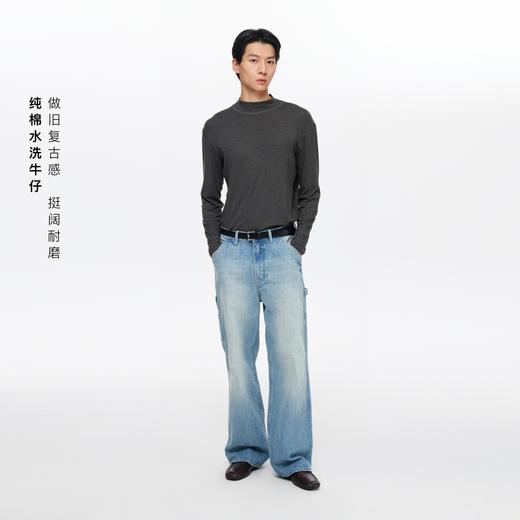 oneup水洗蓝牛仔复古男式画家裤（男女同款） 商品图2