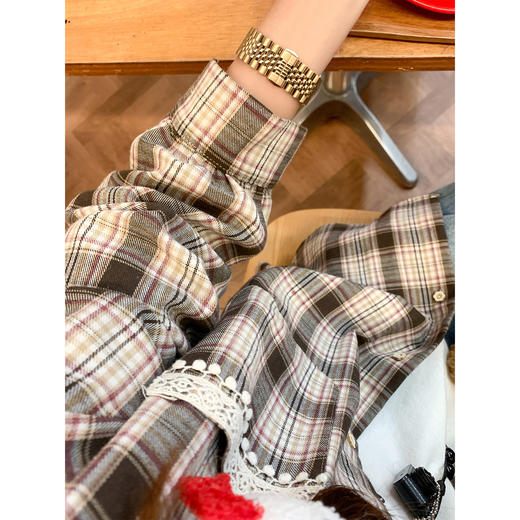 【169元任选2件】现货！粉咖格子衬衫 商品图2