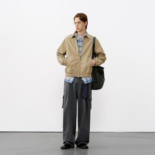 714street口袋褶裥阔腿裤男女2026新款春秋宽松慵懒风休闲裤子 商品图3