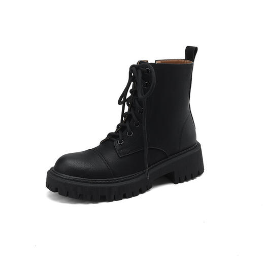 Ech&yolo侧拉链系带拼接牛皮厚底马丁短靴HBP-1842 商品图13