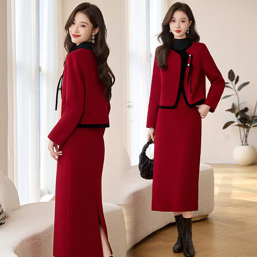 新中式复古夹棉套装，气质名媛风半身裙两件套 HR-LSNY2470 商品图3