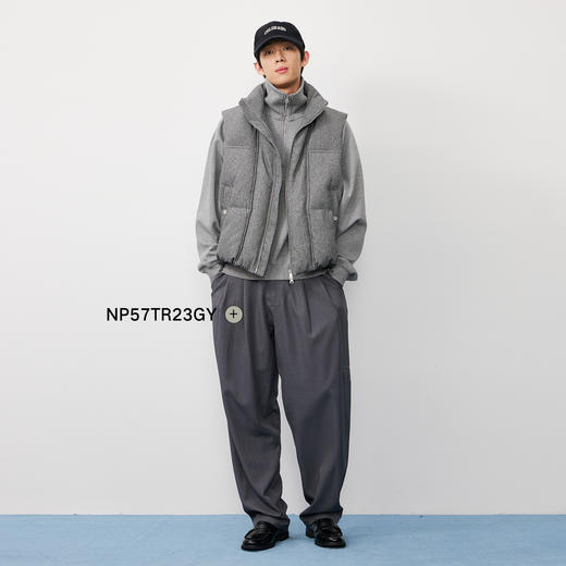 NPC潮牌大理石纹鸭绒羽绒马甲立领休闲保暖格雷系灰色NP58WT41 商品图1