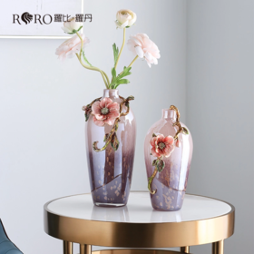 罗比罗丹旺富木槿花瓶创意客厅珐琅彩工艺花器家居软装饰品