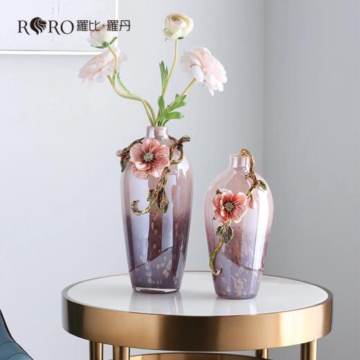 罗比罗丹旺富木槿花瓶创意客厅珐琅彩工艺花器家居软装饰品 商品图0