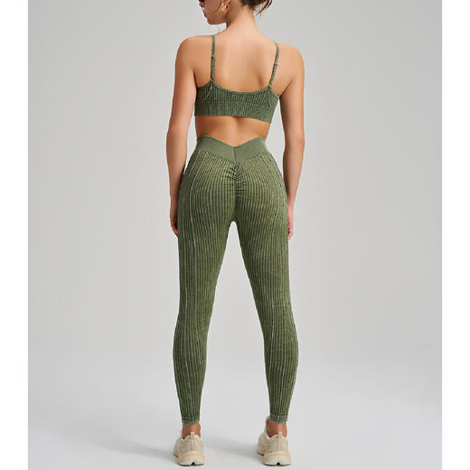 跃牌【安琪拉系列】砂洗蜜桃臀无缝瑜伽裤套装运动健身跑步防震背心两件套WX2492+CK5492 商品图2