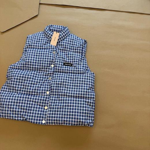 D110713蓝色格纹无袖高领马甲背心棉服男女情侣可穿 商品图7