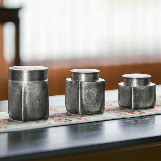 斑锡龙锡罐不二茶仓手工制复古纯锡茶叶罐密封储茶罐 商品图1