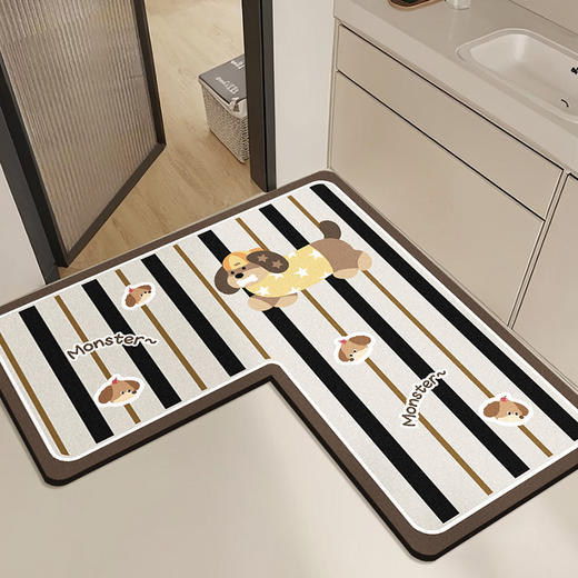 【卡通L型浴室地垫】卫生间门口防滑脚垫 洗漱台下吸水速干硅藻泥地垫  商品图9