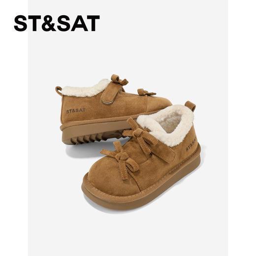 【童鞋】星期六加绒复古蝴蝶结女童雪地靴SSD419DL12 商品图5