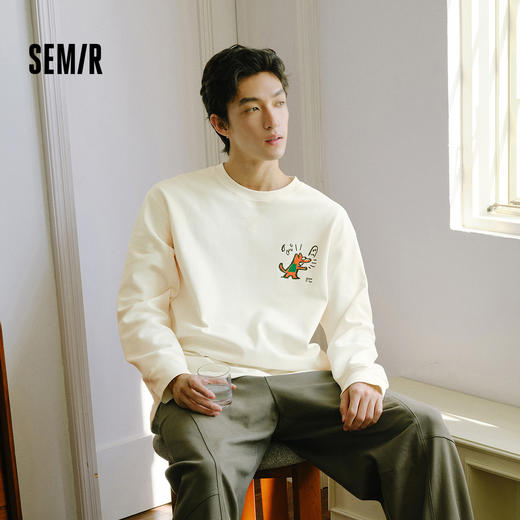 森马长袖T恤男秋冬涂鸦印花情侣装肌理感内搭上衣2025新款打底衫 商品图0