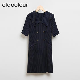 oldcolour欧珂夏季简约休闲气质高级条纹短袖连衣裙女N21101149A