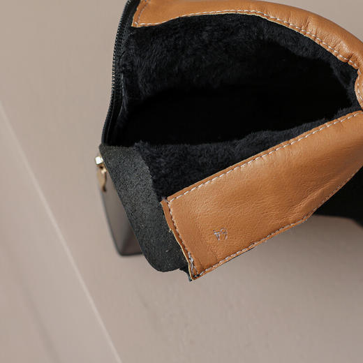 Ech&yolo牛皮+羊皮拼接时装复古及踝短靴HBP-1808 商品图6