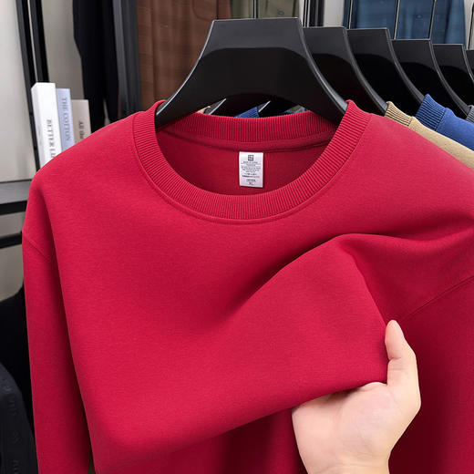 【秋新款简约宽松打底衫T恤上衣】男士长袖圆领纯色百搭休闲棉卫衣 商品图4
