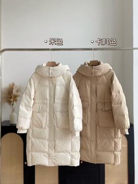 双十一活动雪*飞剪标加厚长款连帽羽绒服