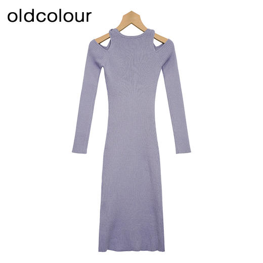 oldcolour针织连衣裙冬季新款修身简约气质打底长裙女O43103198 商品图3