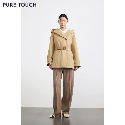 商场同款PURE TOUCH女装25秋冬新款连帽白鹅绒羽绒服中长款鹅绒服 商品图1