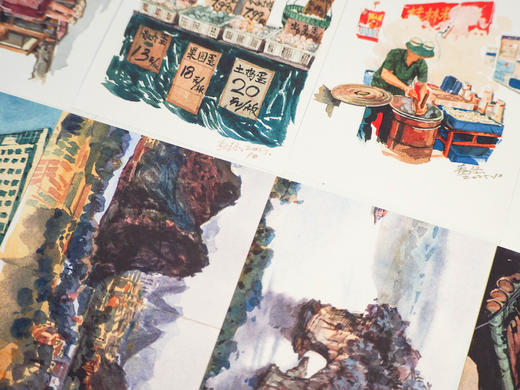 【文创新品上新！】角落的人·市井桂林 《打薄一点》明信片（市井桂林/山水桂林 两组可选） 原创 手绘  明信片  伴手礼   广西师范大学出版社 商品图2