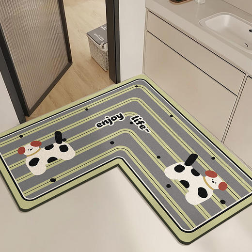 【卡通L型浴室地垫】卫生间门口防滑脚垫 洗漱台下吸水速干硅藻泥地垫  商品图8