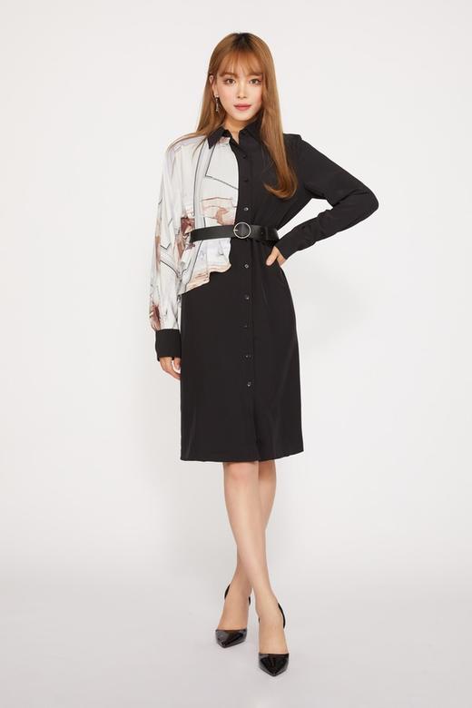 LNNNS 不对称设计感撞色拼接连衣裙 9984 商品图0